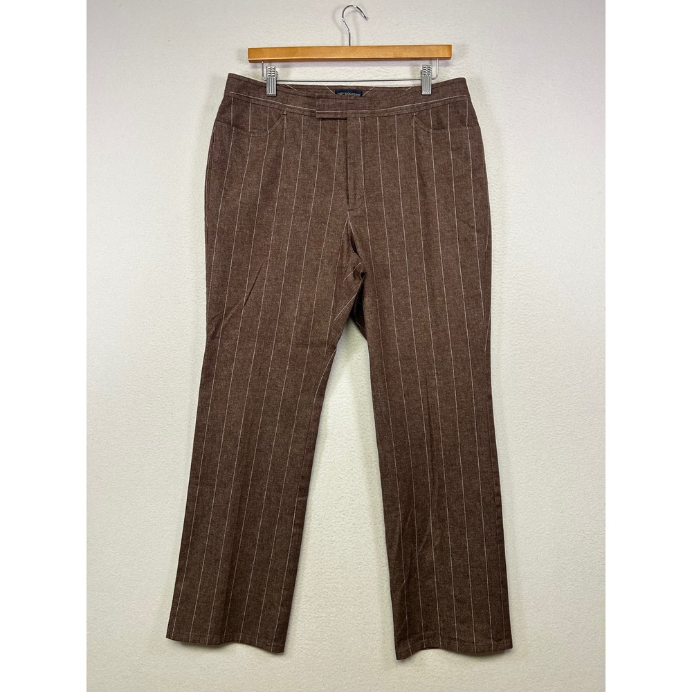 Dark Academia Dockers Womens 12 Brown Pinstripe Stretch Straight Leg Dress Pants